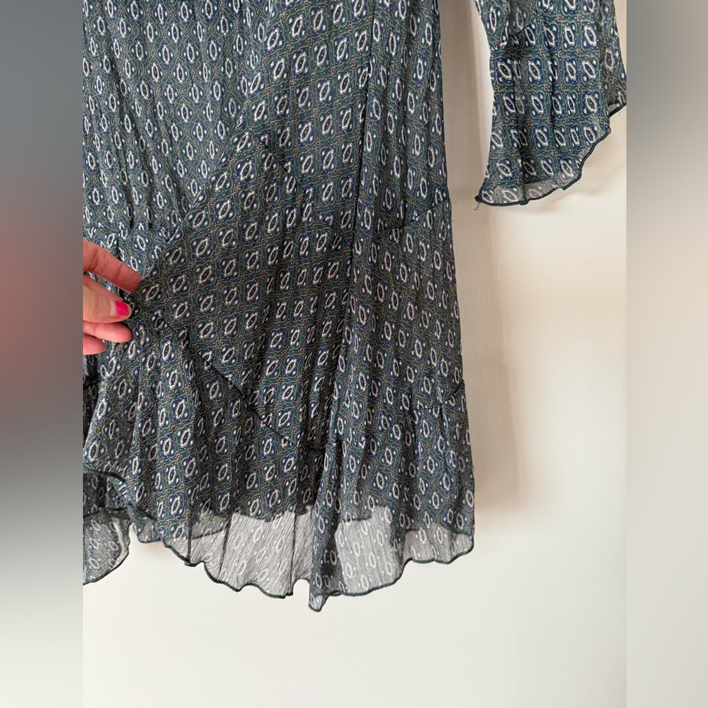 Vintage Y2K Sheer Asymmetrical Flowy Boho Printtd Top - Picture 6 of 14